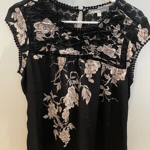 Daniel Rainn black and cream floral blouse